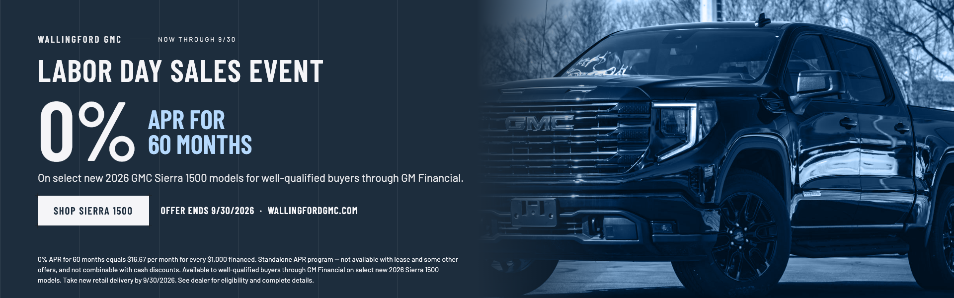 Labor Day: Sierra 1500 0% APR for 60 months